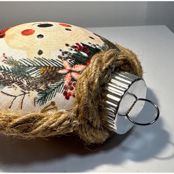 Fabric Christmas Ornament Deer & Polar Bear Design 3" Rope Trim Winter Holiday - Picture 5 of 5